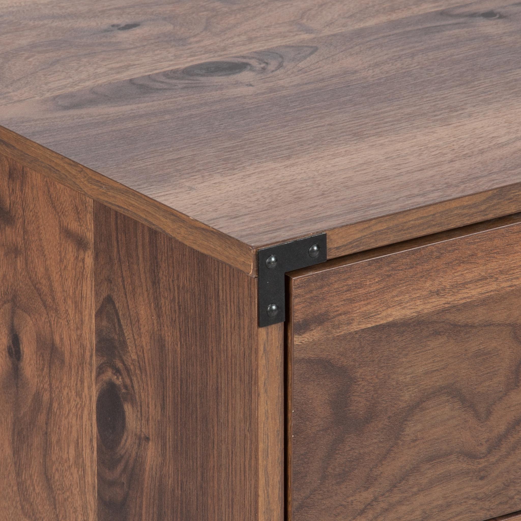 22" Walnut Wood Two Drawers Rolling Filing Cabinet