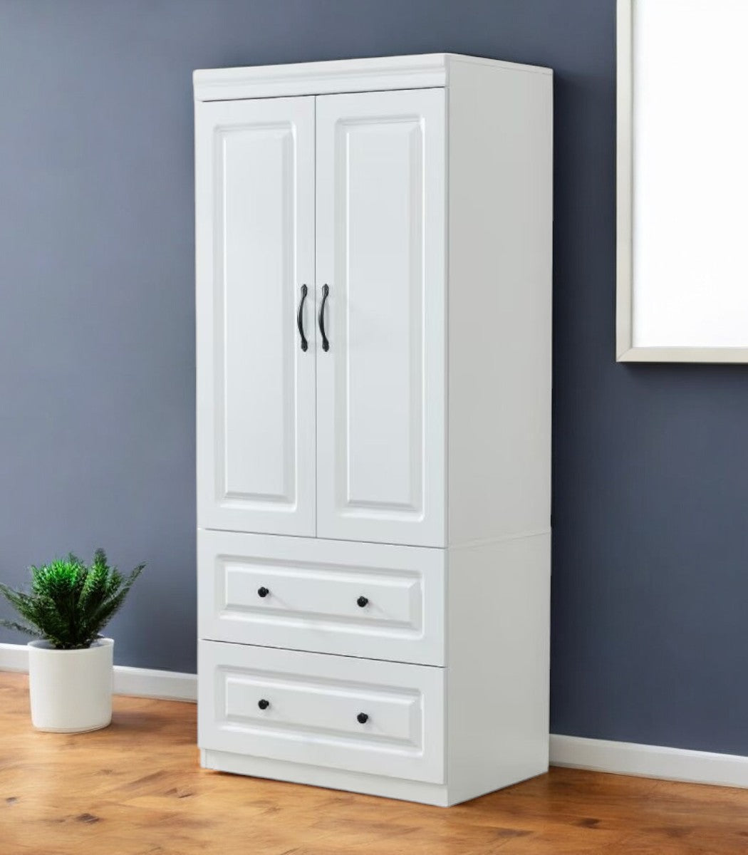 74" White Two Door Two Drawer Combo Dresser