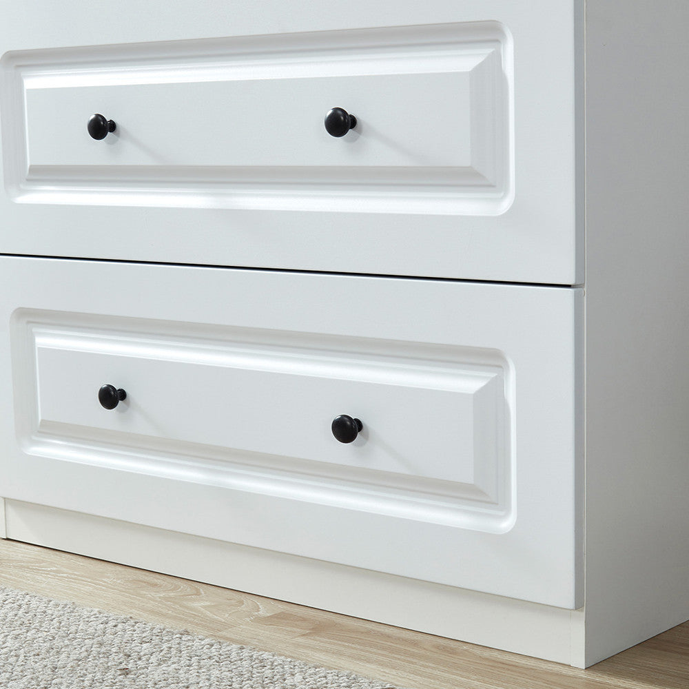 74" White Two Door Two Drawer Combo Dresser