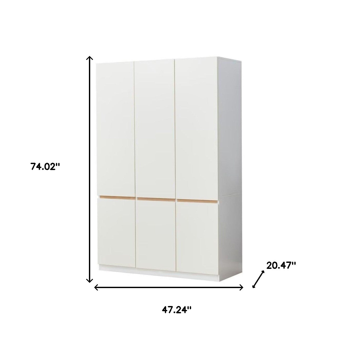 74" White Six Door Combo Dresser