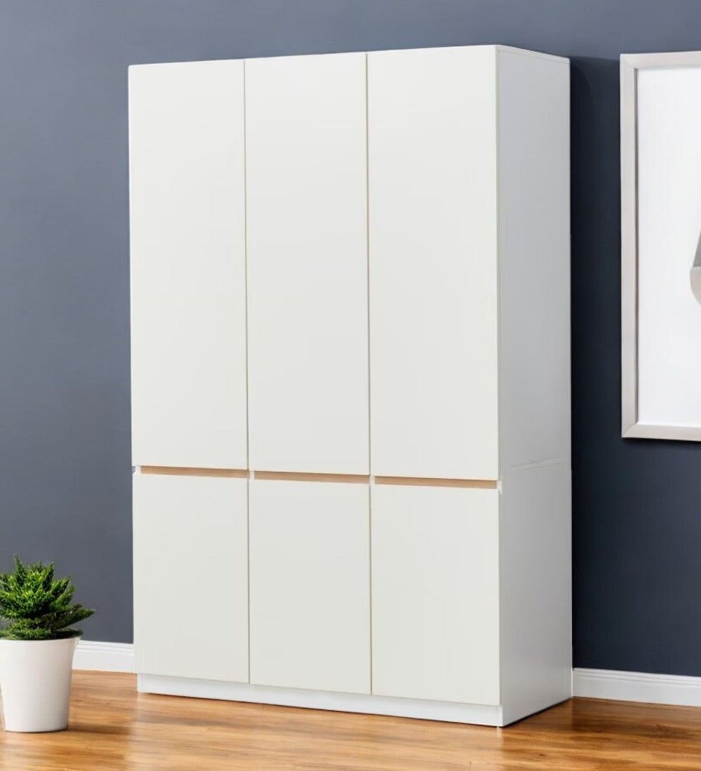 74" White Six Door Combo Dresser