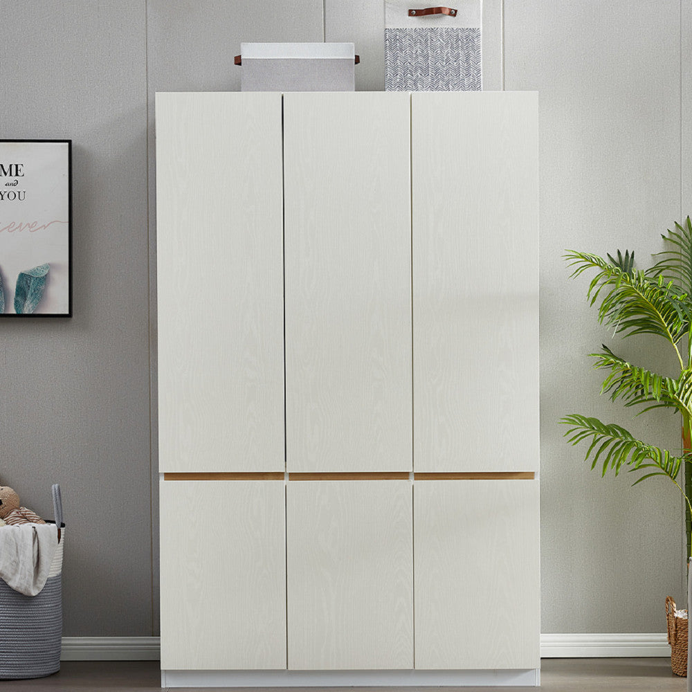 74" White Six Door Combo Dresser