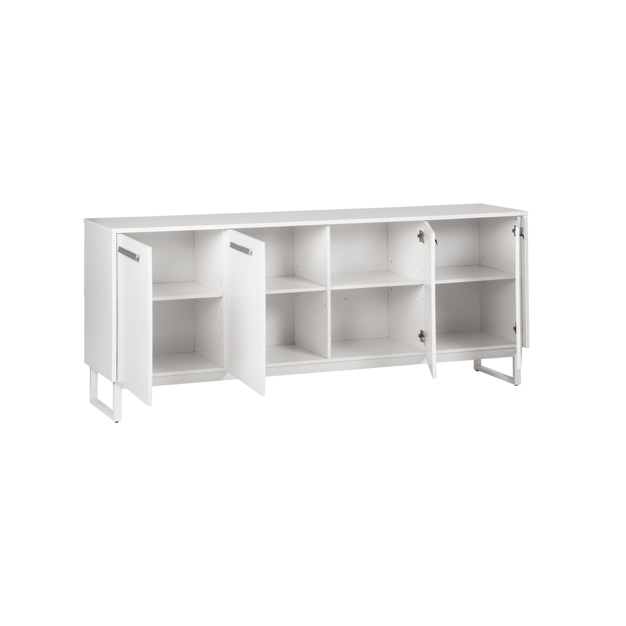 75" White Wood Console Accent Cabinet With Four Doors
