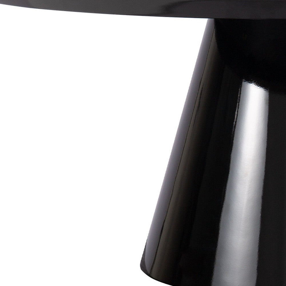35" Black Wood Round Pedestal Coffee Table