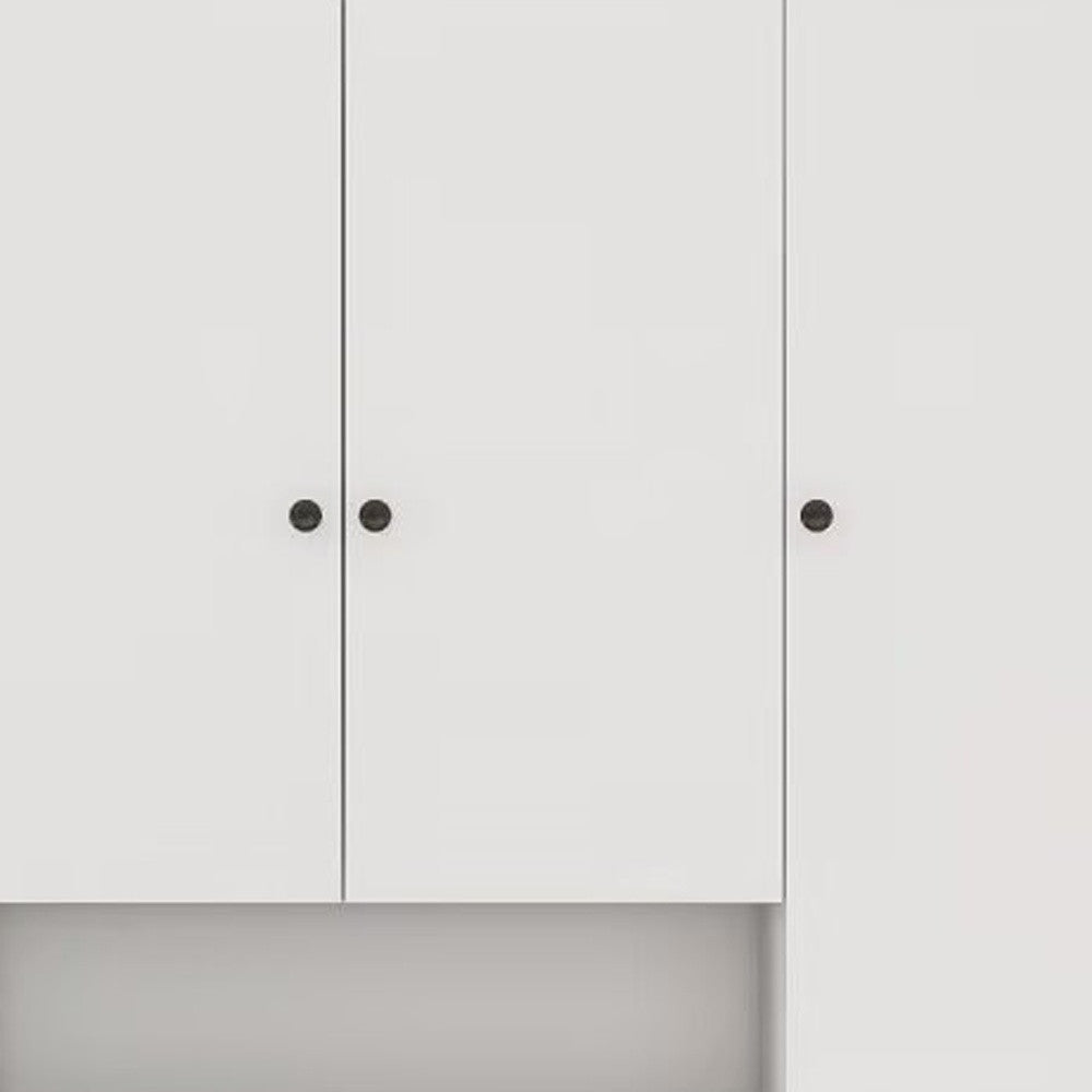 74" White Four Door Three Drawer Combo Dresser