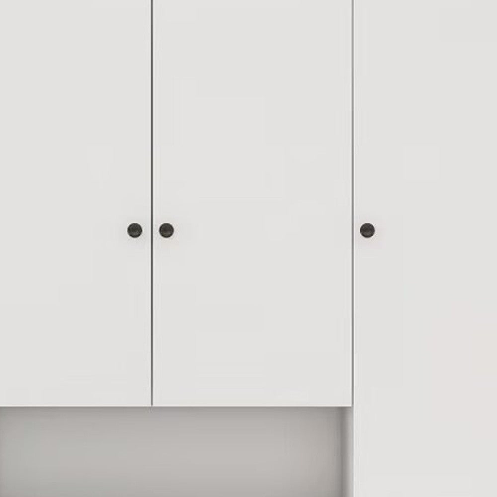74" White Four Door Three Drawer Combo Dresser