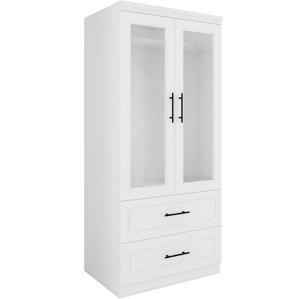 71" Clear And White Wood Two Door Two Drawer Combo Dresser