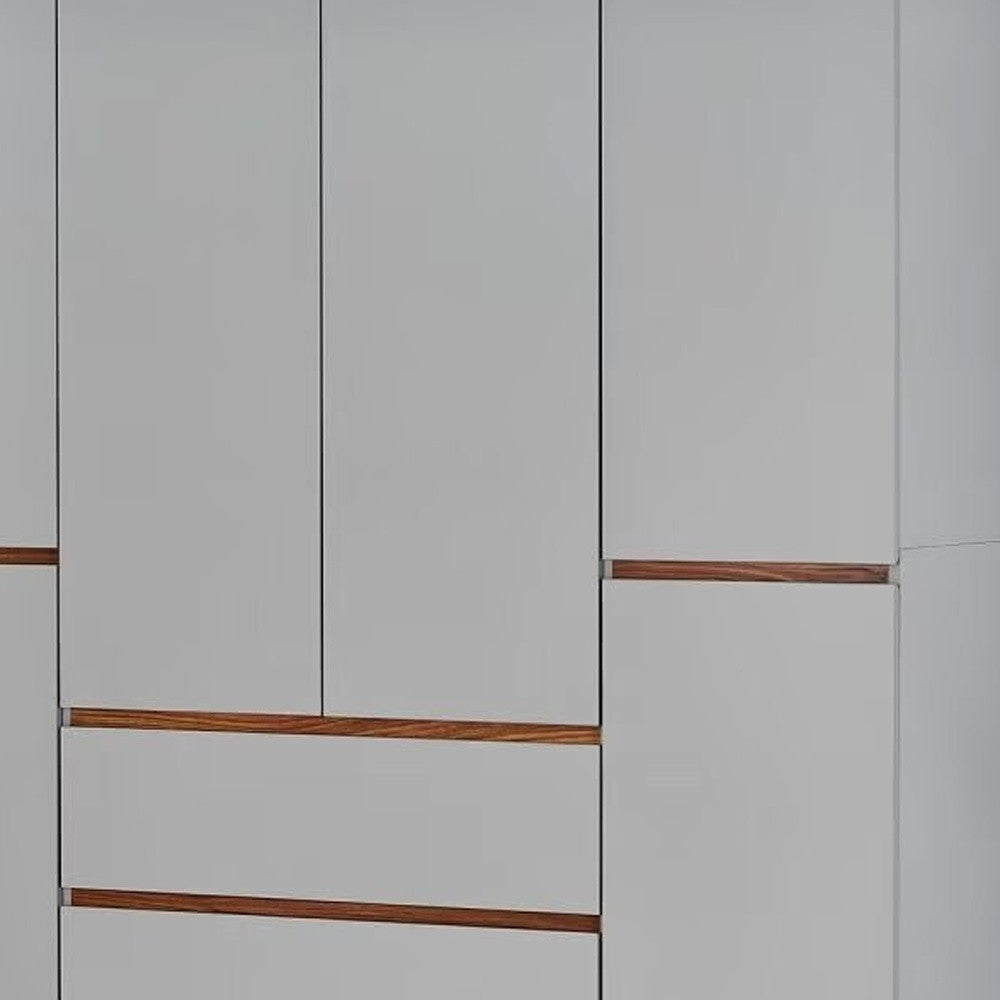 75" Gray Six Door Three Drawer Combo Dresser