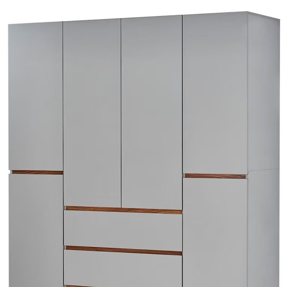 75" Gray Six Door Three Drawer Combo Dresser