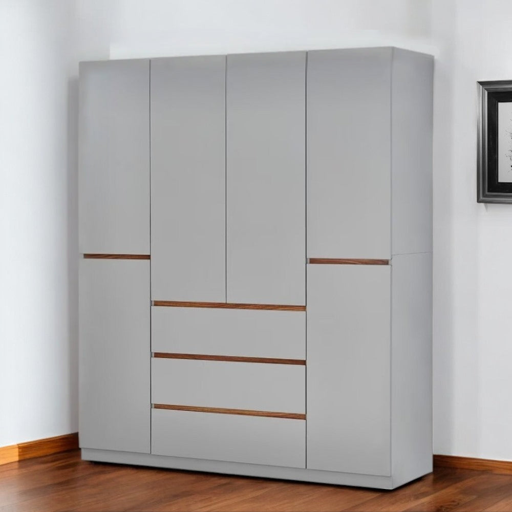 75" Gray Six Door Three Drawer Combo Dresser