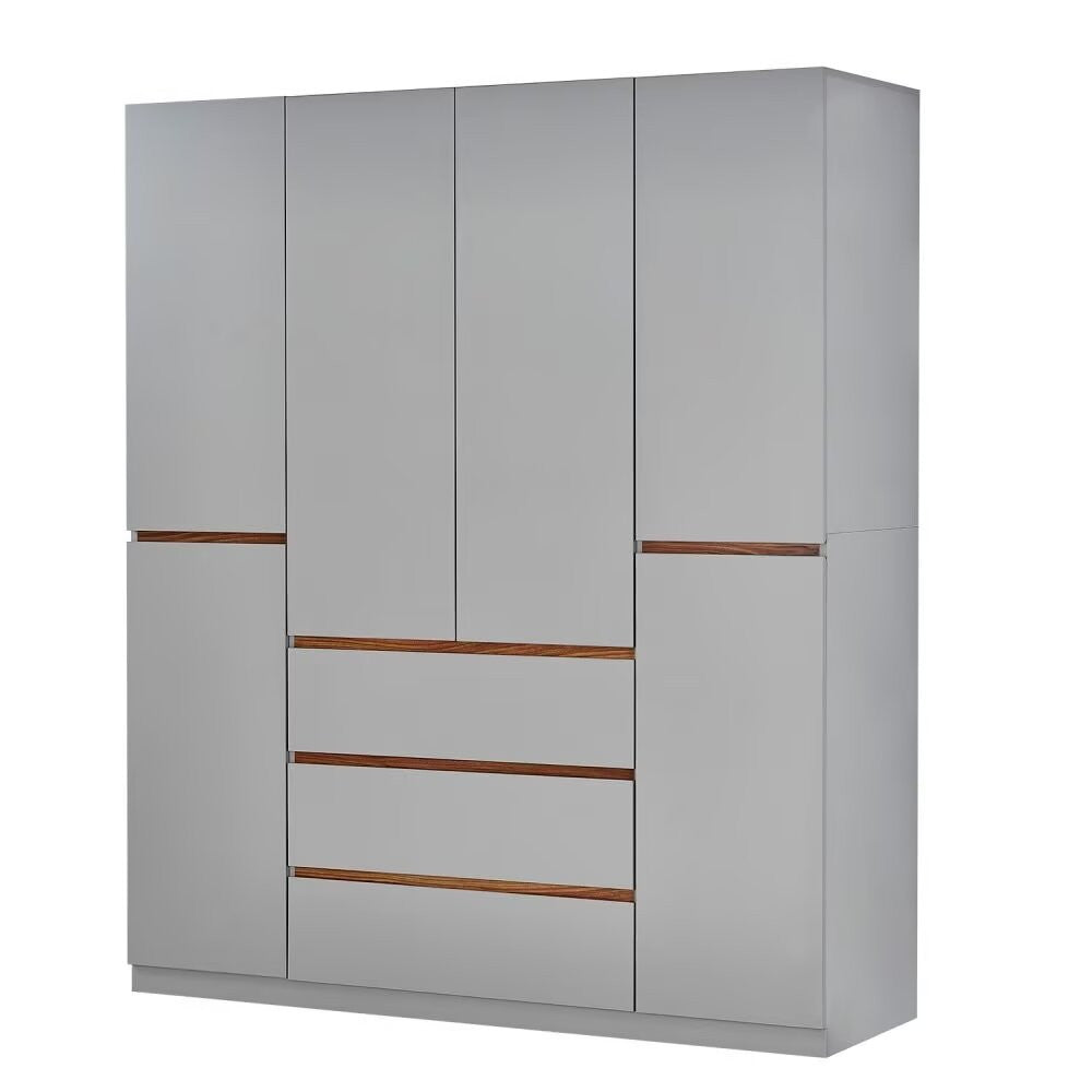 75" Gray Six Door Three Drawer Combo Dresser