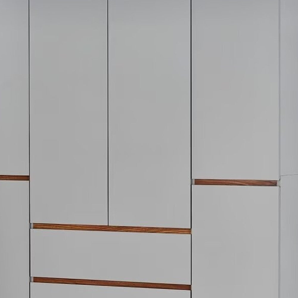 75" Gray Six Door Three Drawer Combo Dresser