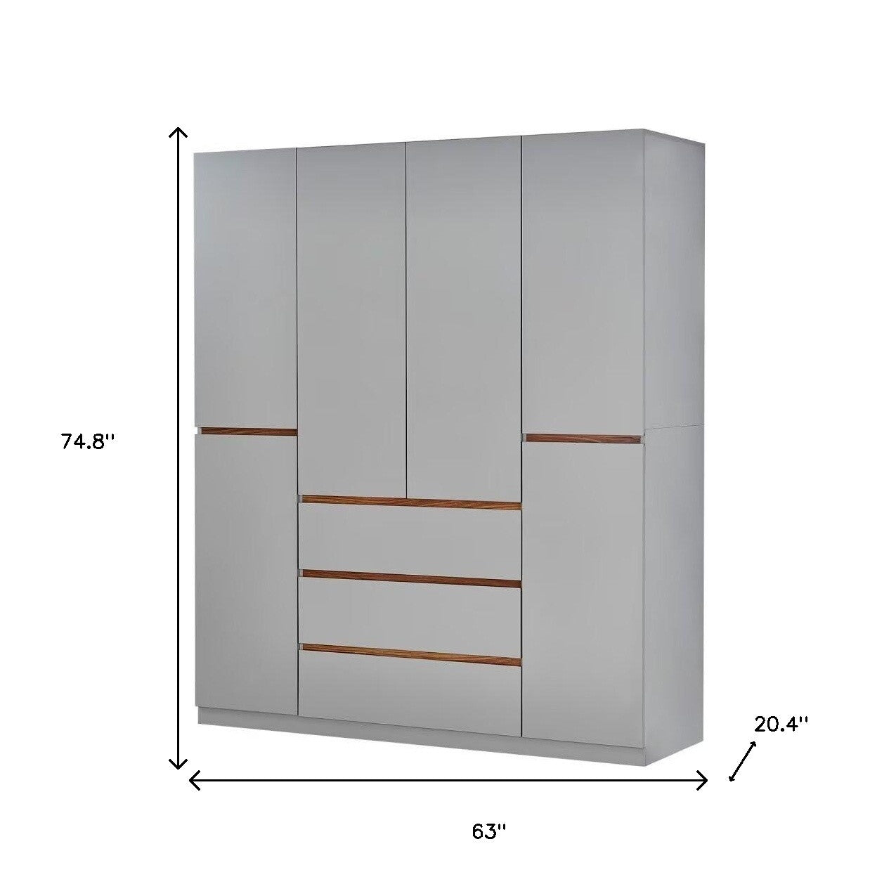 75" Gray Six Door Three Drawer Combo Dresser