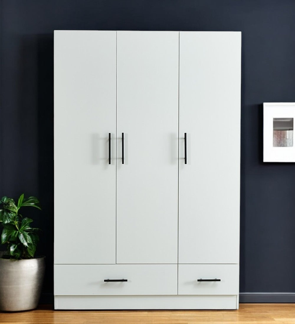 71" White Three Door Two Drawer Combo Dresser