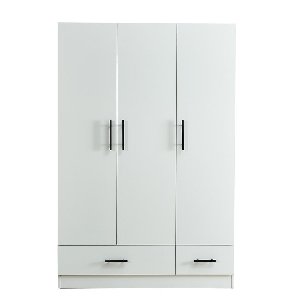 71" White Three Door Two Drawer Combo Dresser