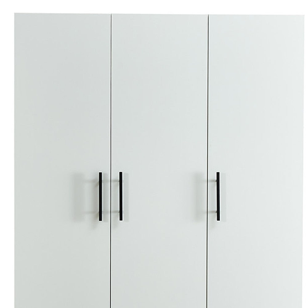 71" White Three Door Two Drawer Combo Dresser