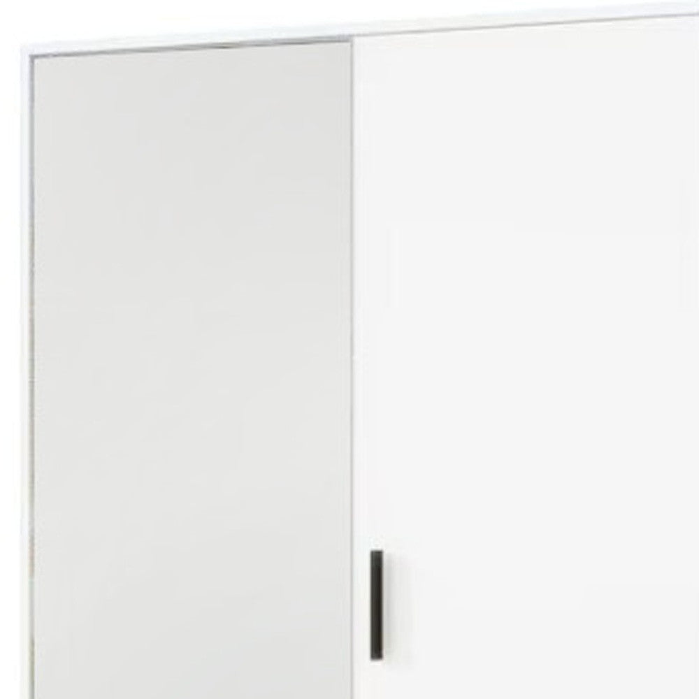71" White Mirrored Two Door Two Drawer Combo Dresser