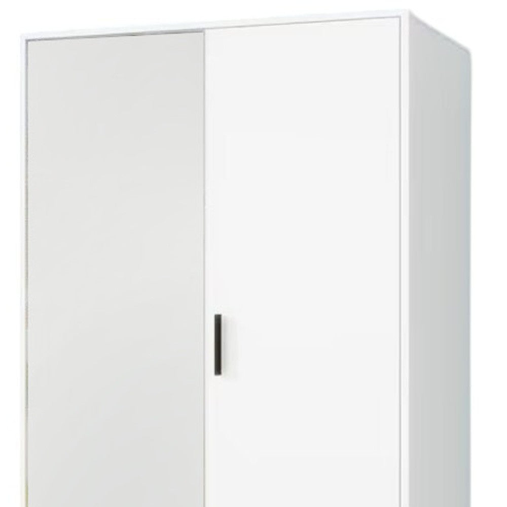 71" White Mirrored Two Door Two Drawer Combo Dresser