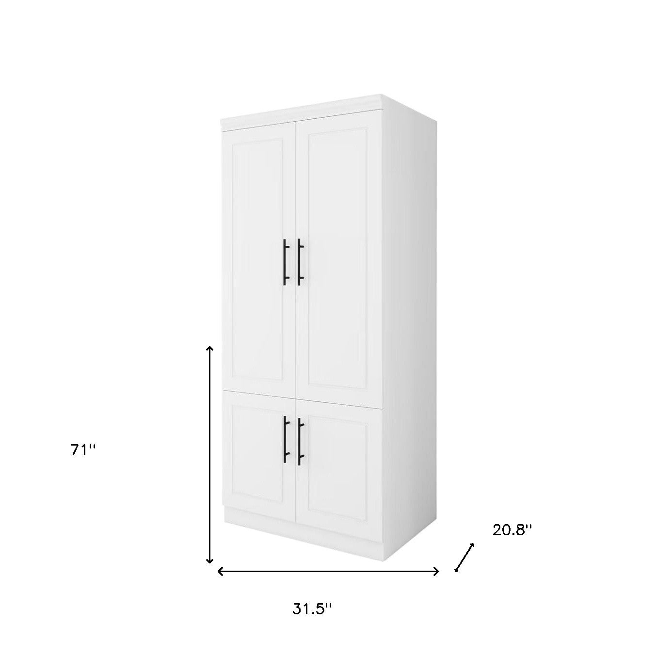 71" White Four Door Combo Dresser