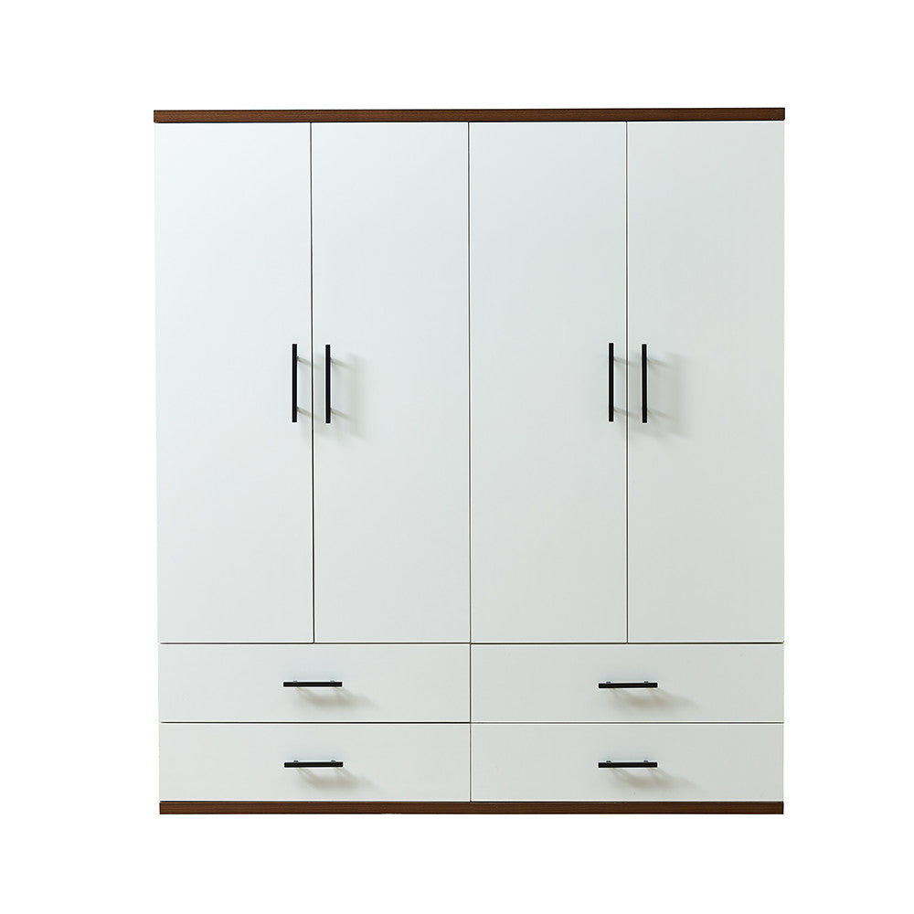 71" White Four Door Four Drawer Combo Dresser