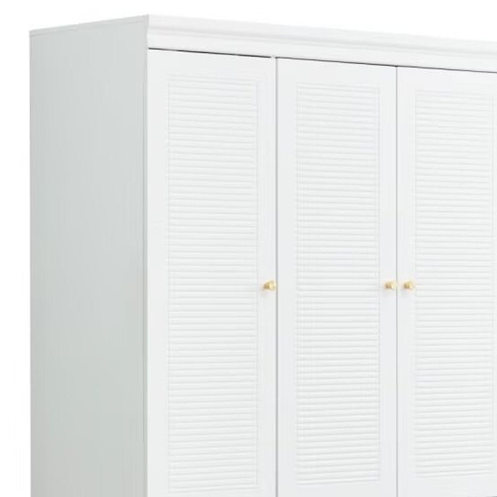 74" White Five Door Two Drawer Combo Dresser