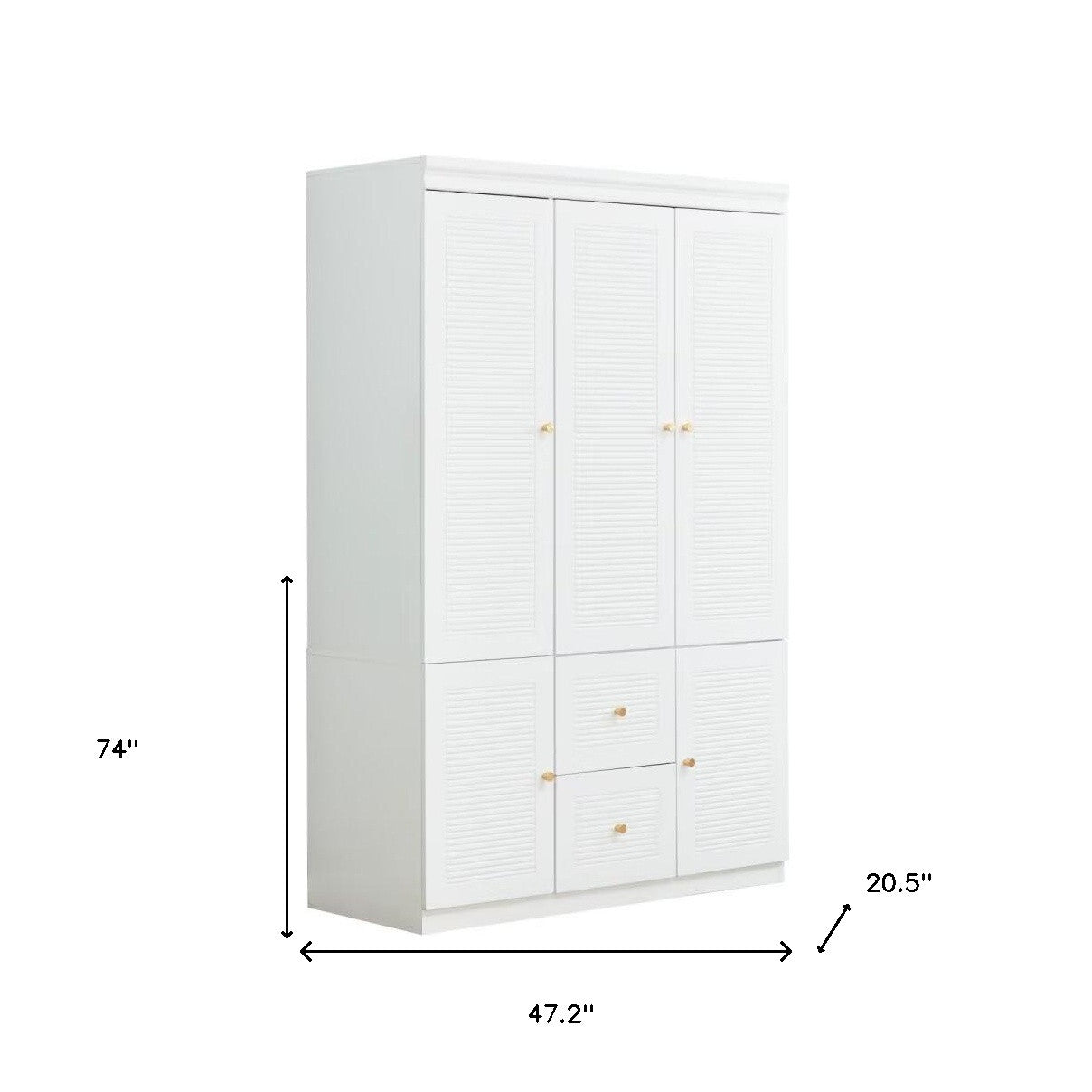 74" White Five Door Two Drawer Combo Dresser