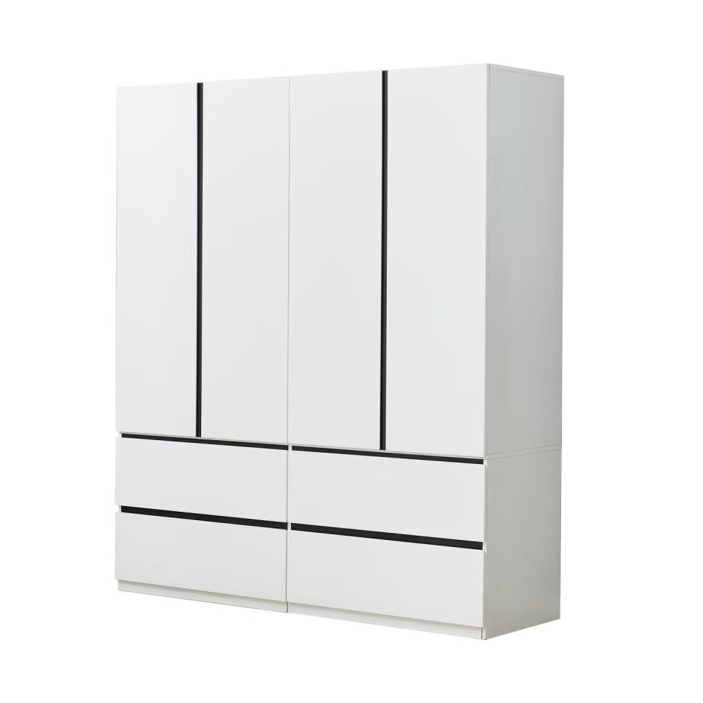 74" White And Black Four Door Four Drawer Combo Dresser