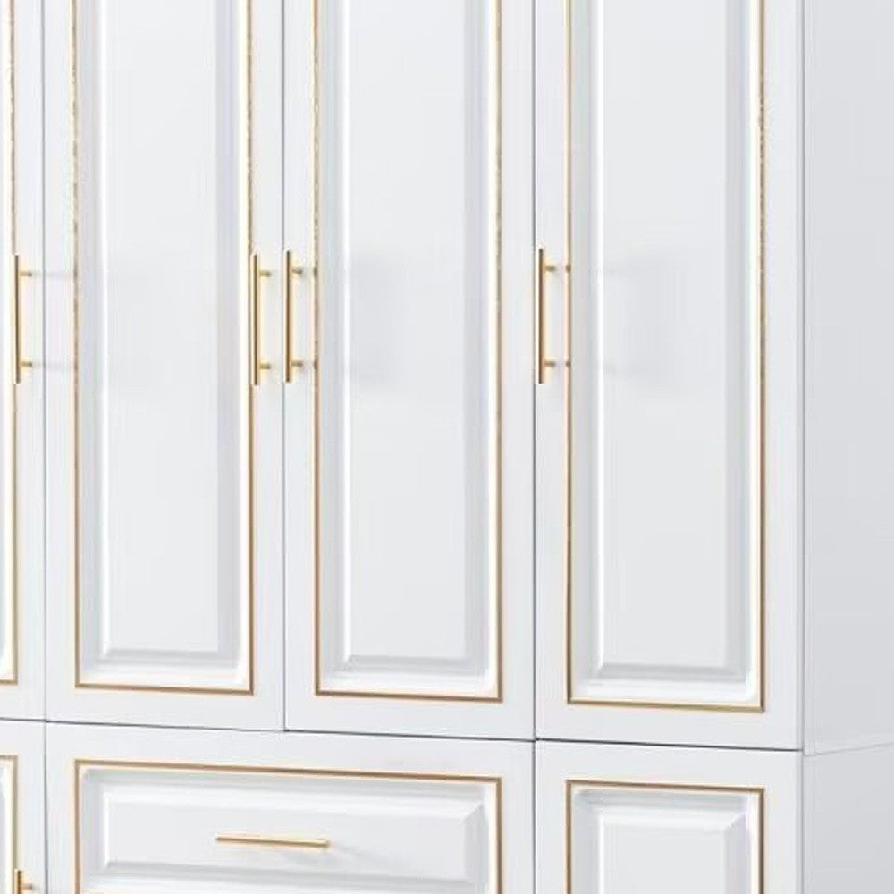 79" Gold And White Six Door Two Drawer Combo Dresser
