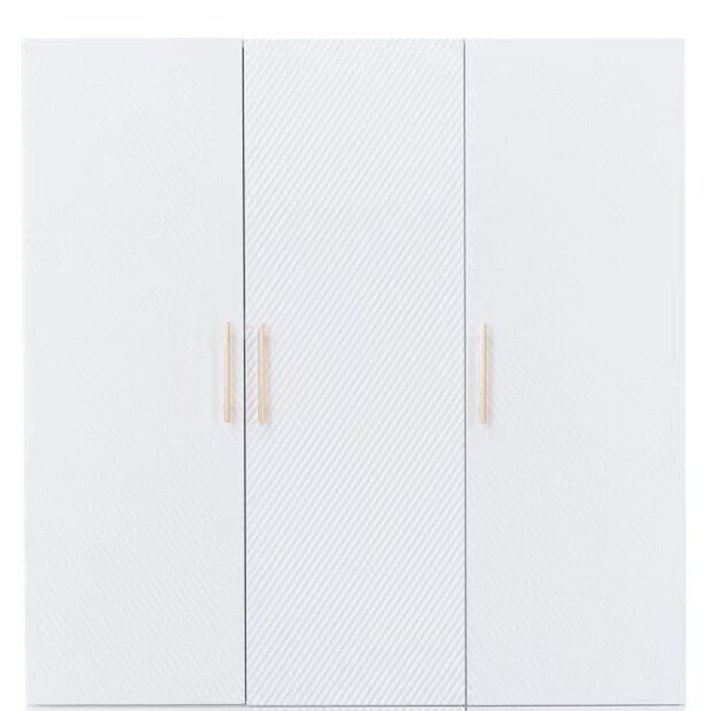 74" White Four Door Three Drawer Combo Dresser