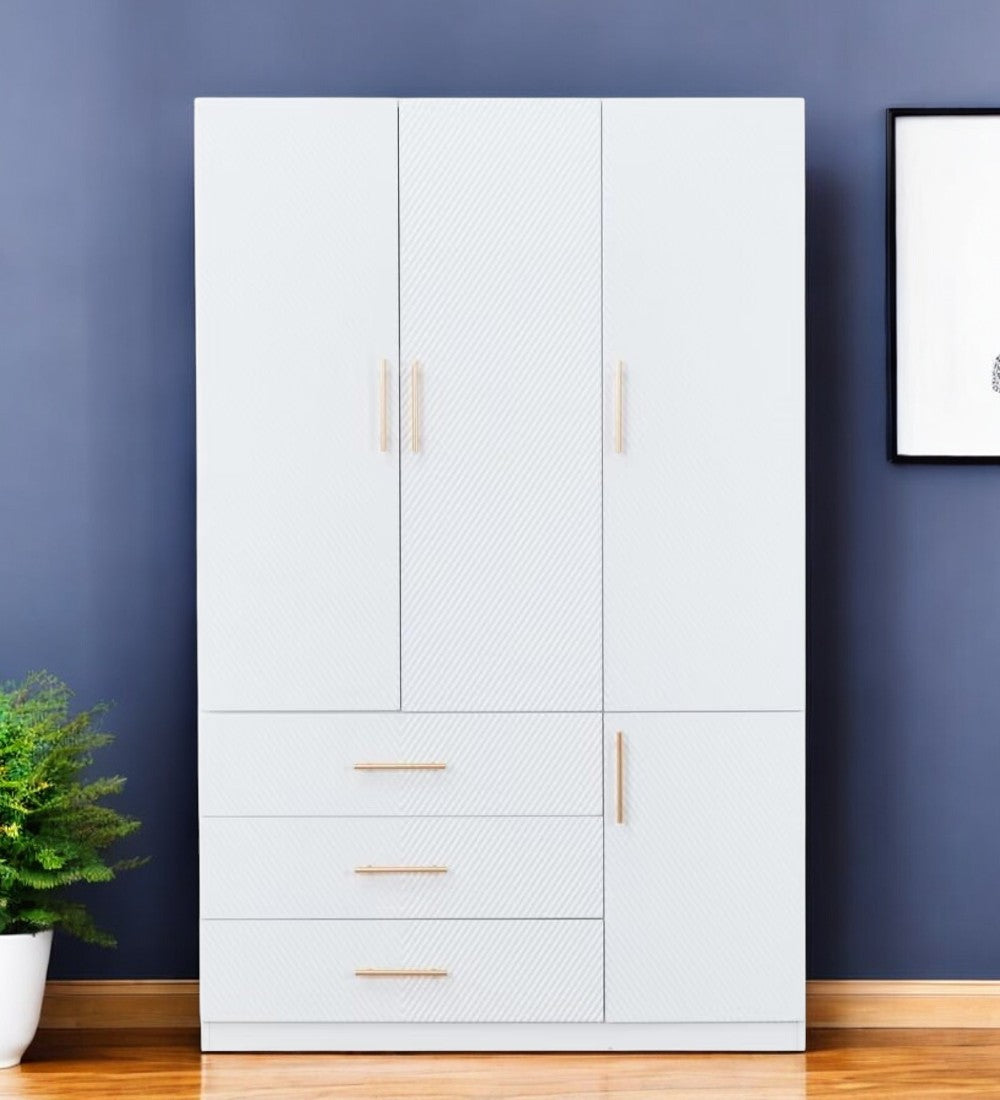 74" White Four Door Three Drawer Combo Dresser