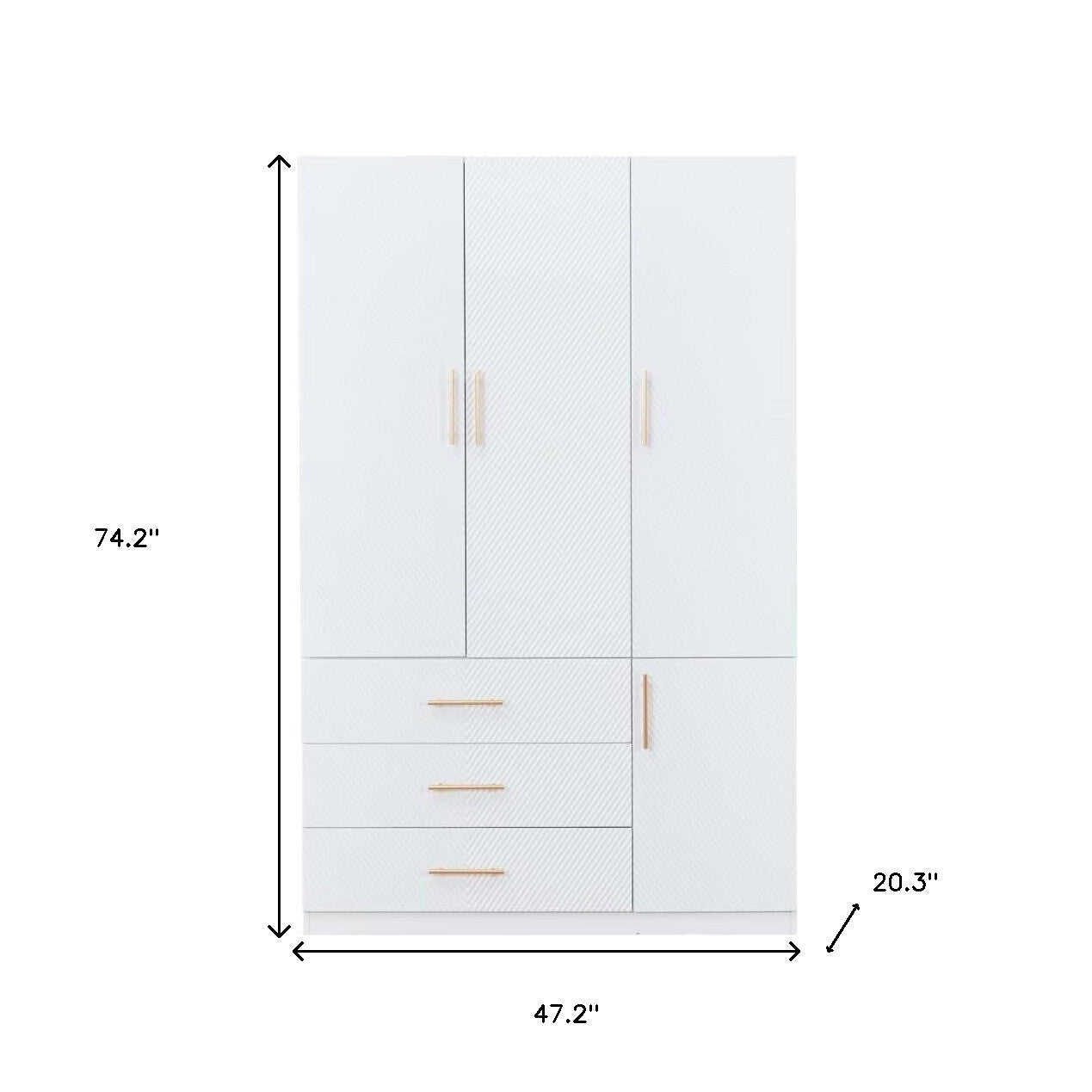 74" White Four Door Three Drawer Combo Dresser