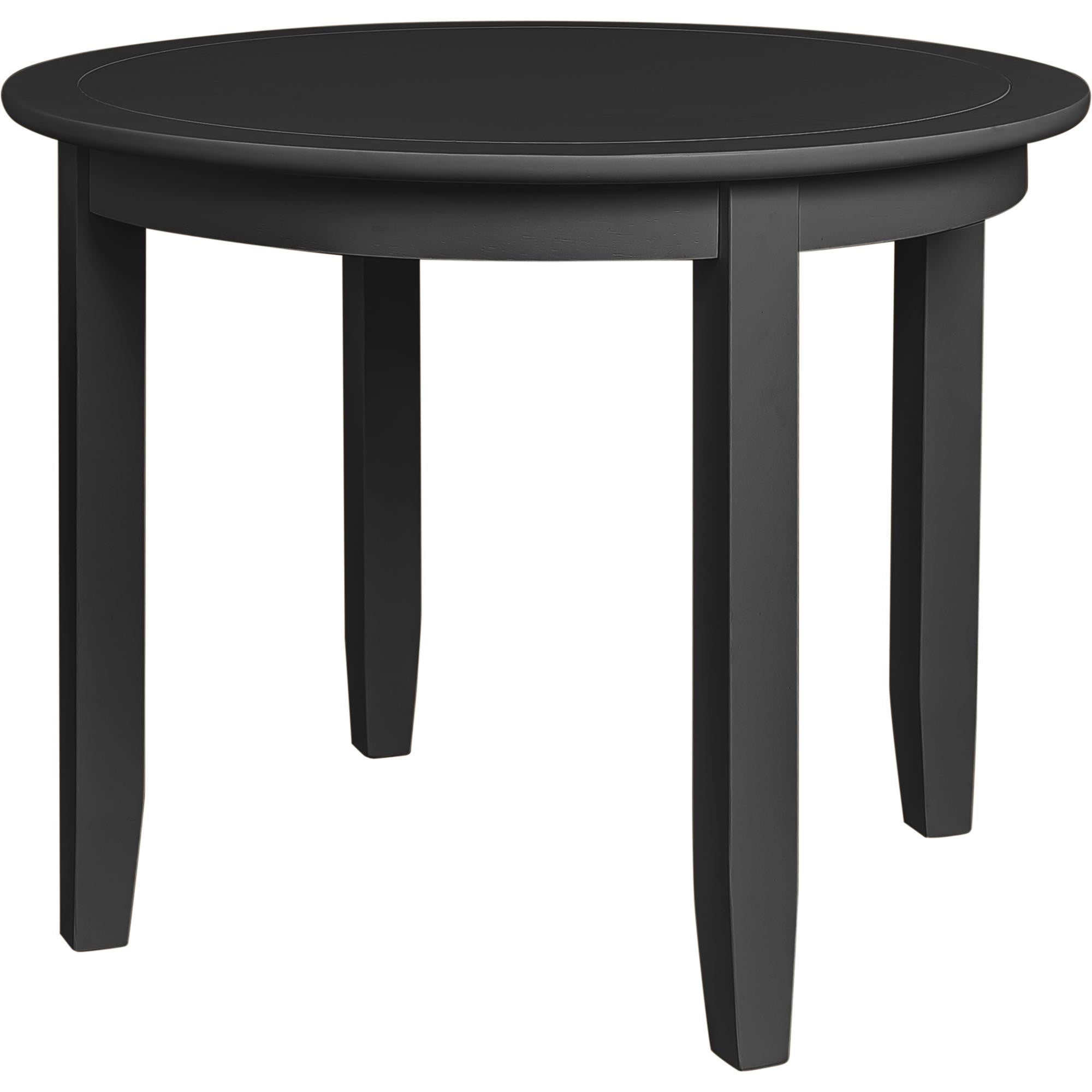 39" Black Solid Wood Round Top Dining Table