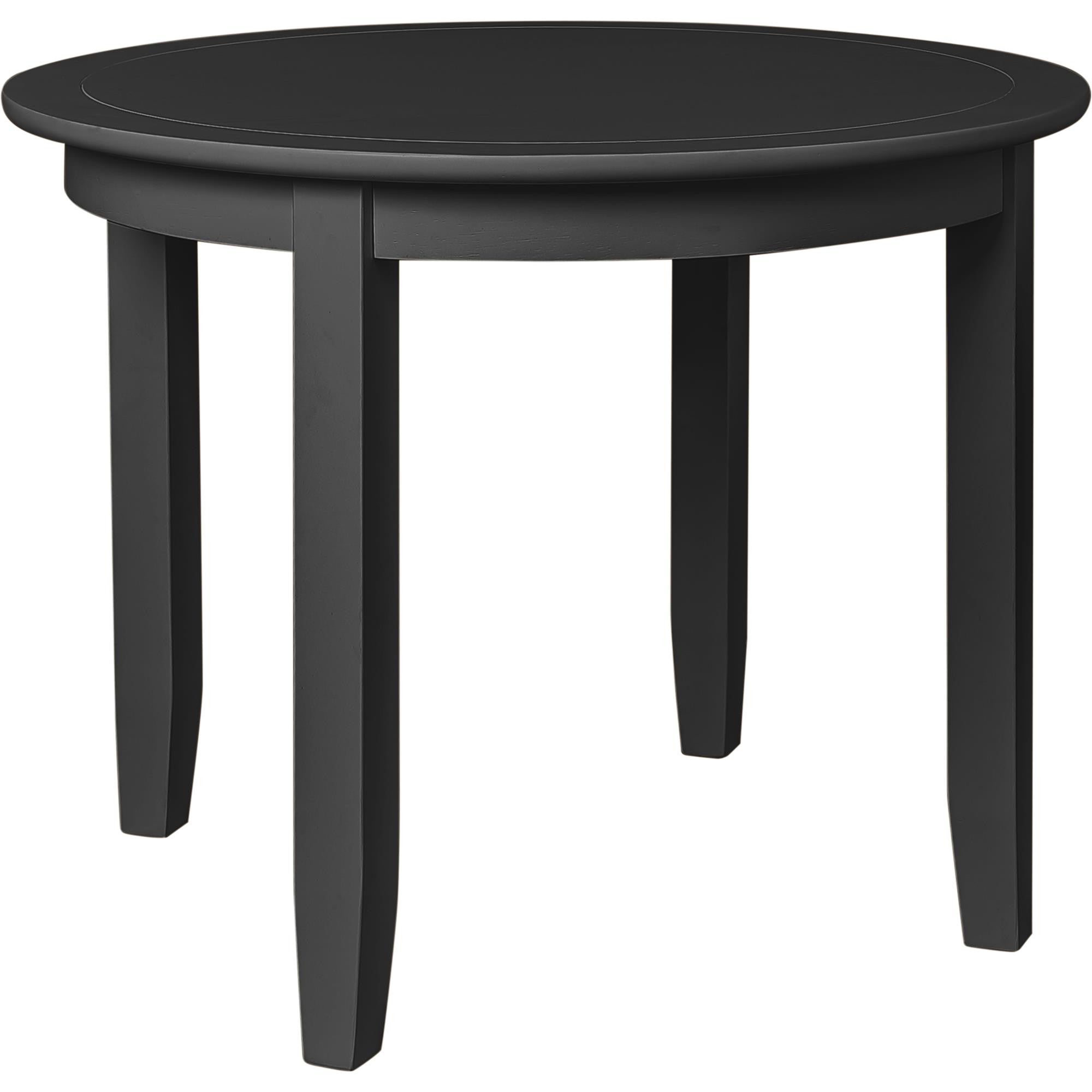 39" Black Solid Wood Round Top Dining Table
