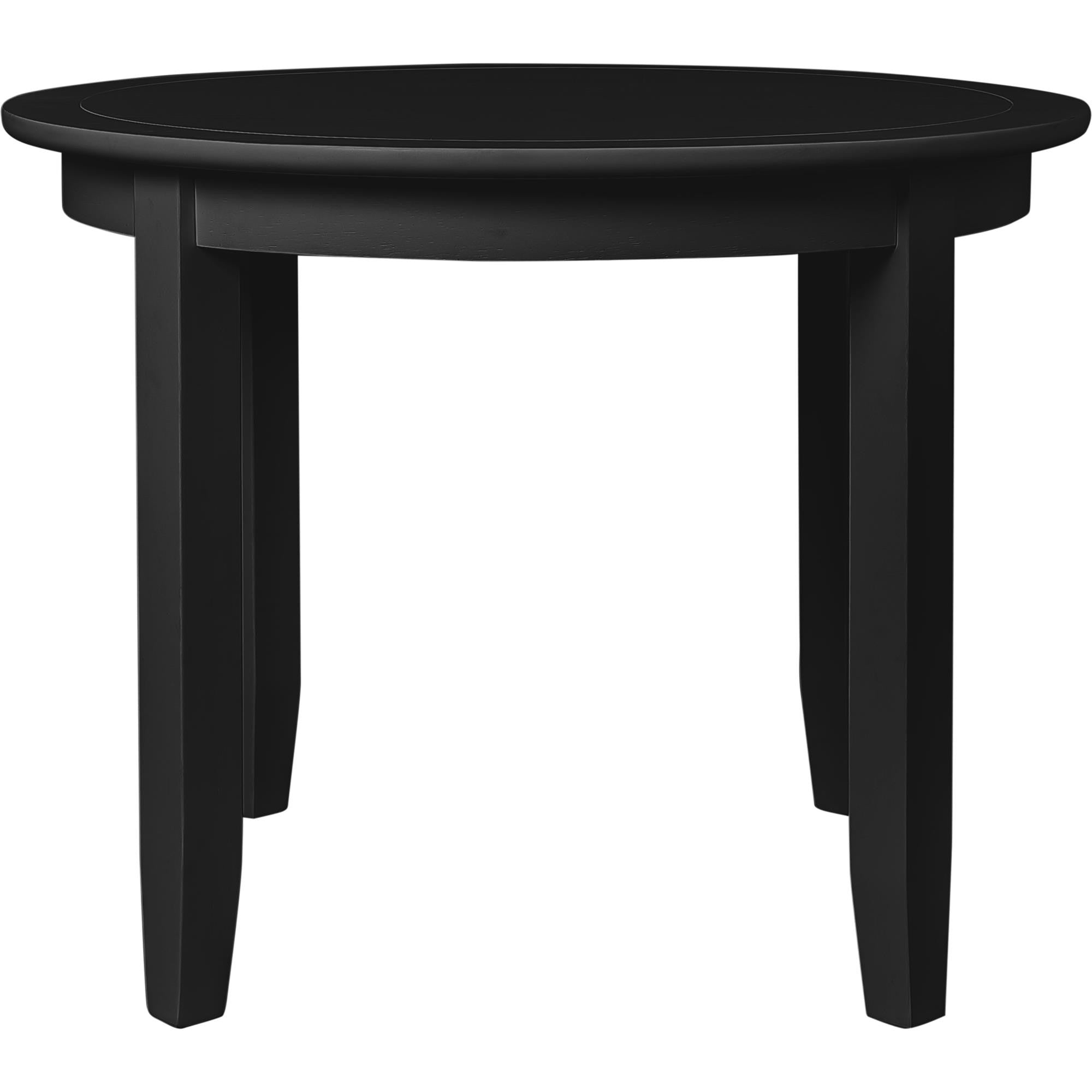 39" Black Solid Wood Round Top Dining Table
