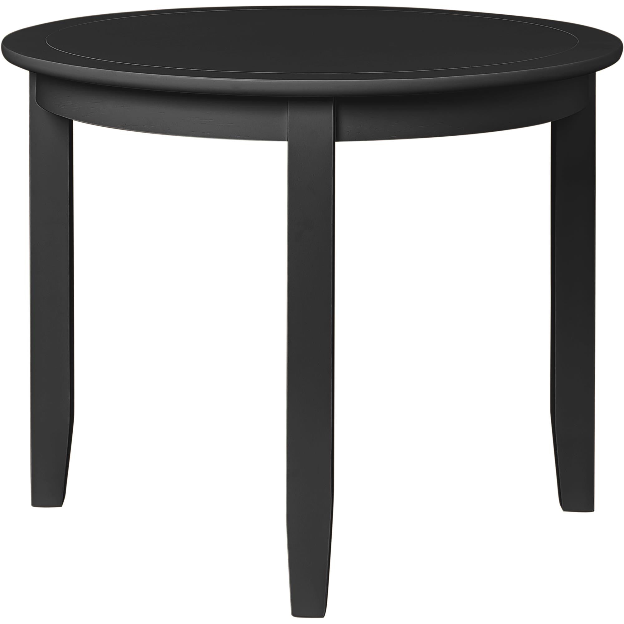 39" Black Solid Wood Round Top Dining Table