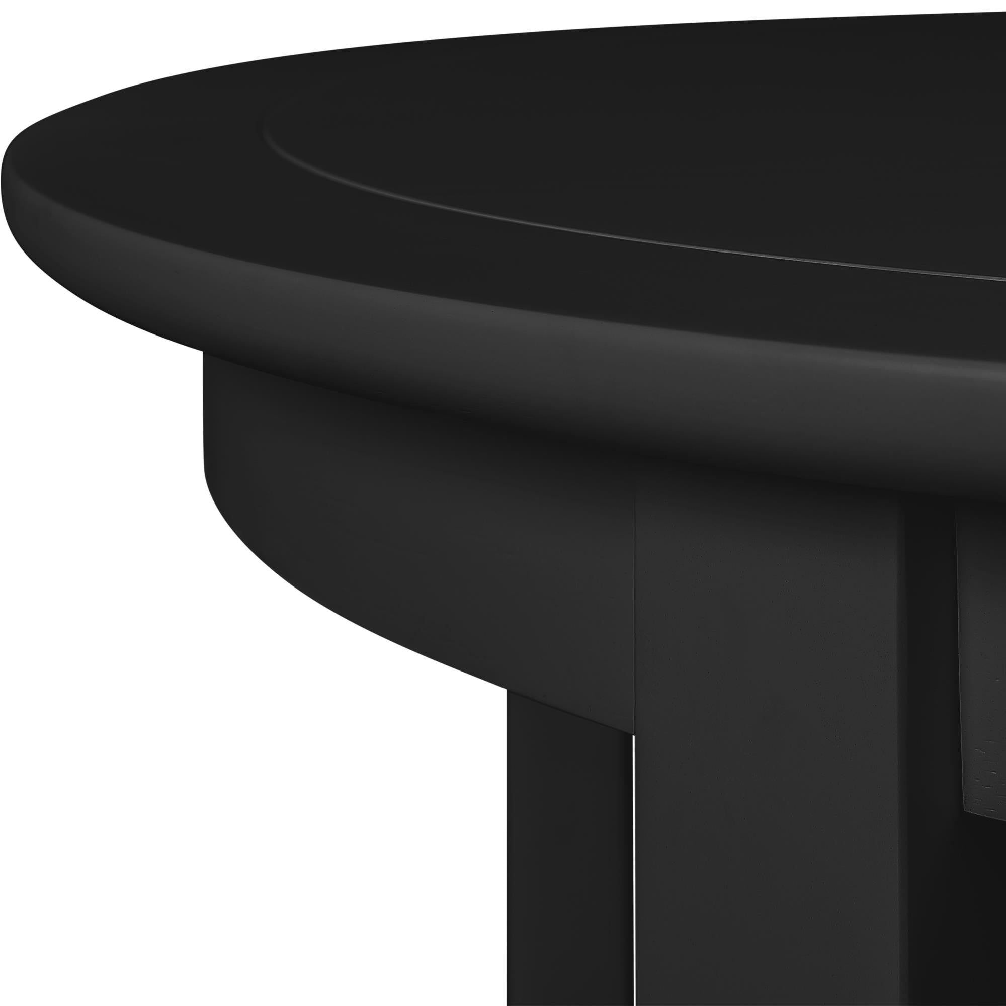 39" Black Solid Wood Round Top Dining Table