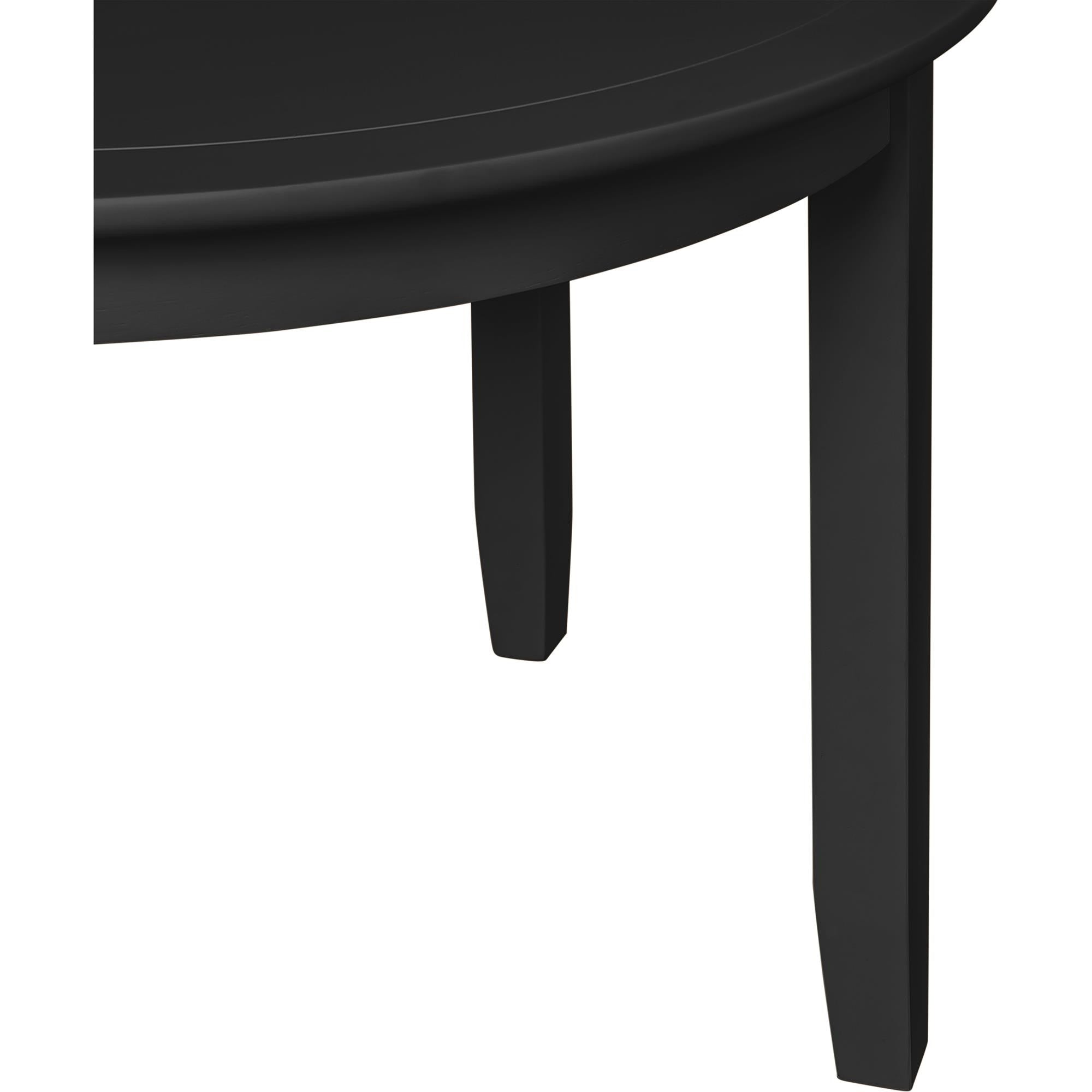 39" Black Solid Wood Round Top Dining Table