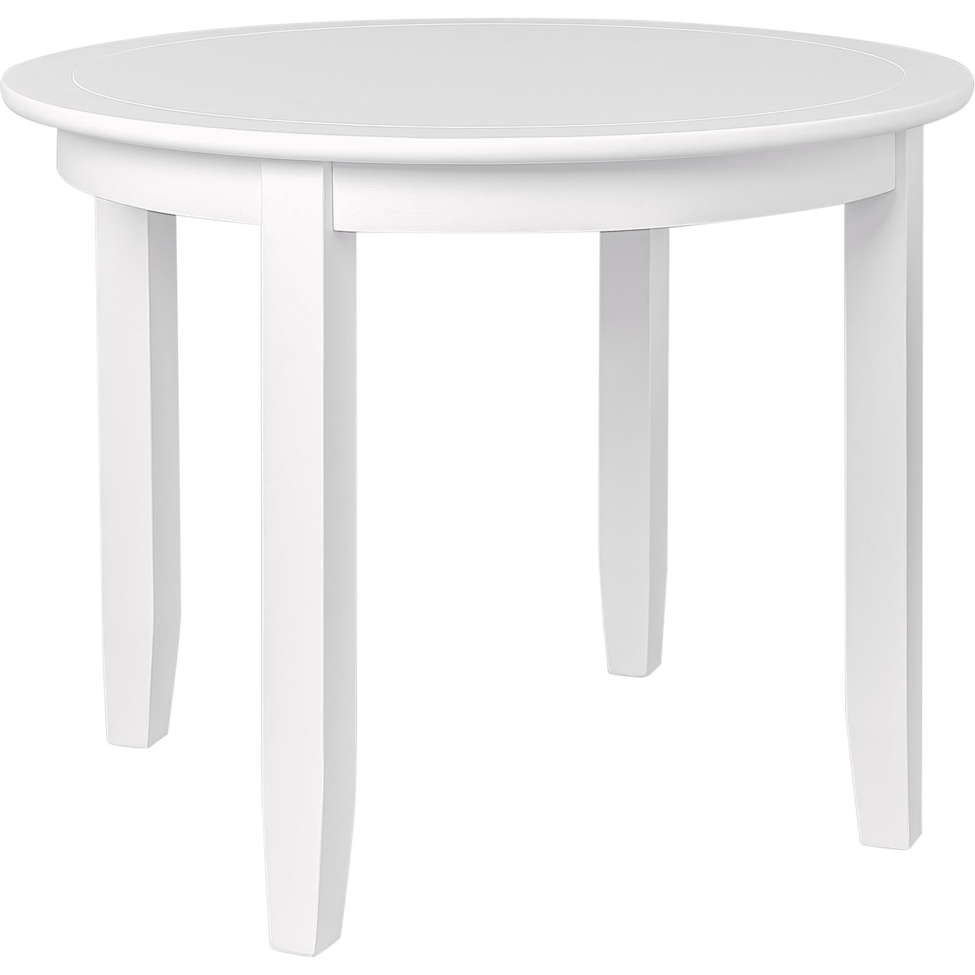 39" White Solid Wood Round Top Dining Table