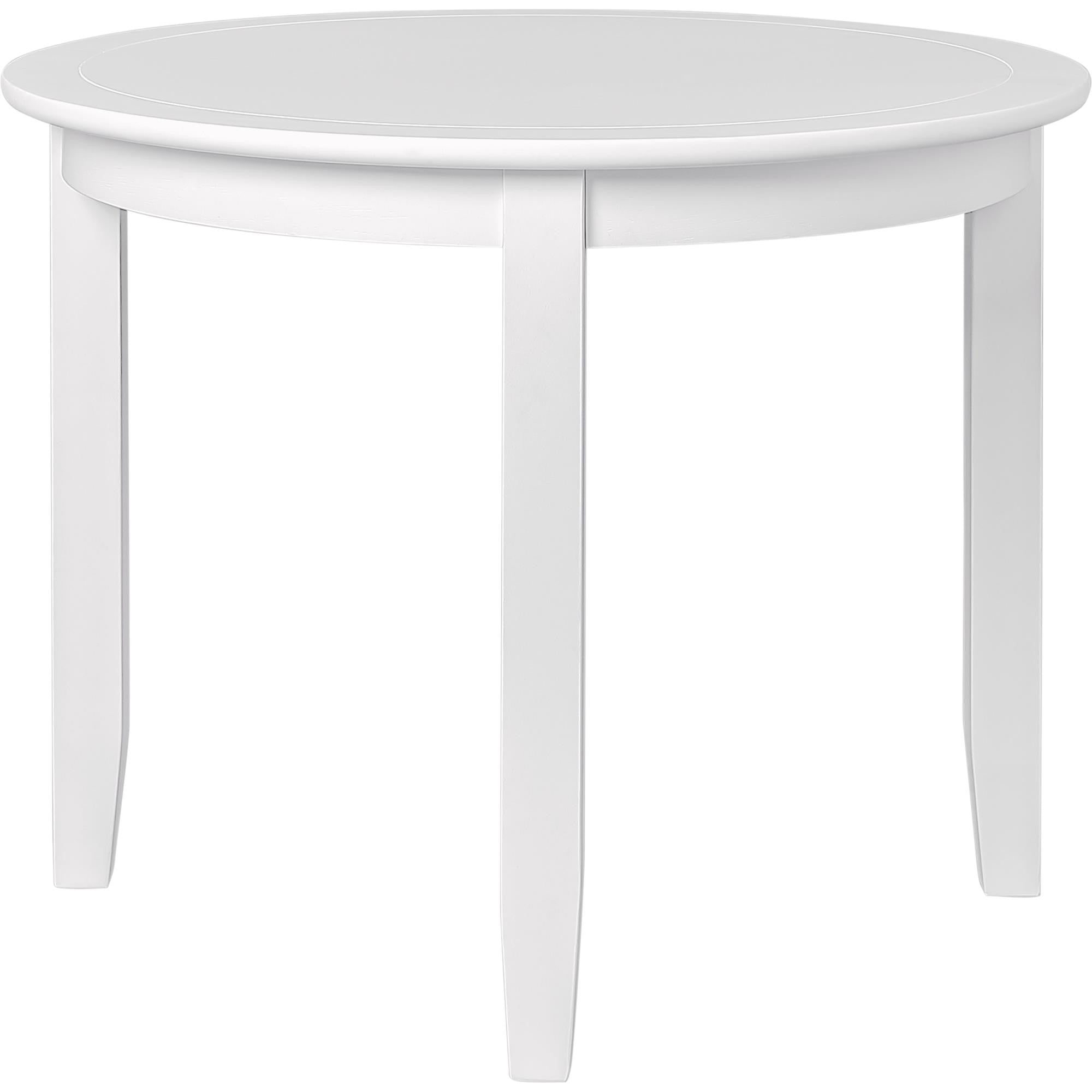 39" White Solid Wood Round Top Dining Table