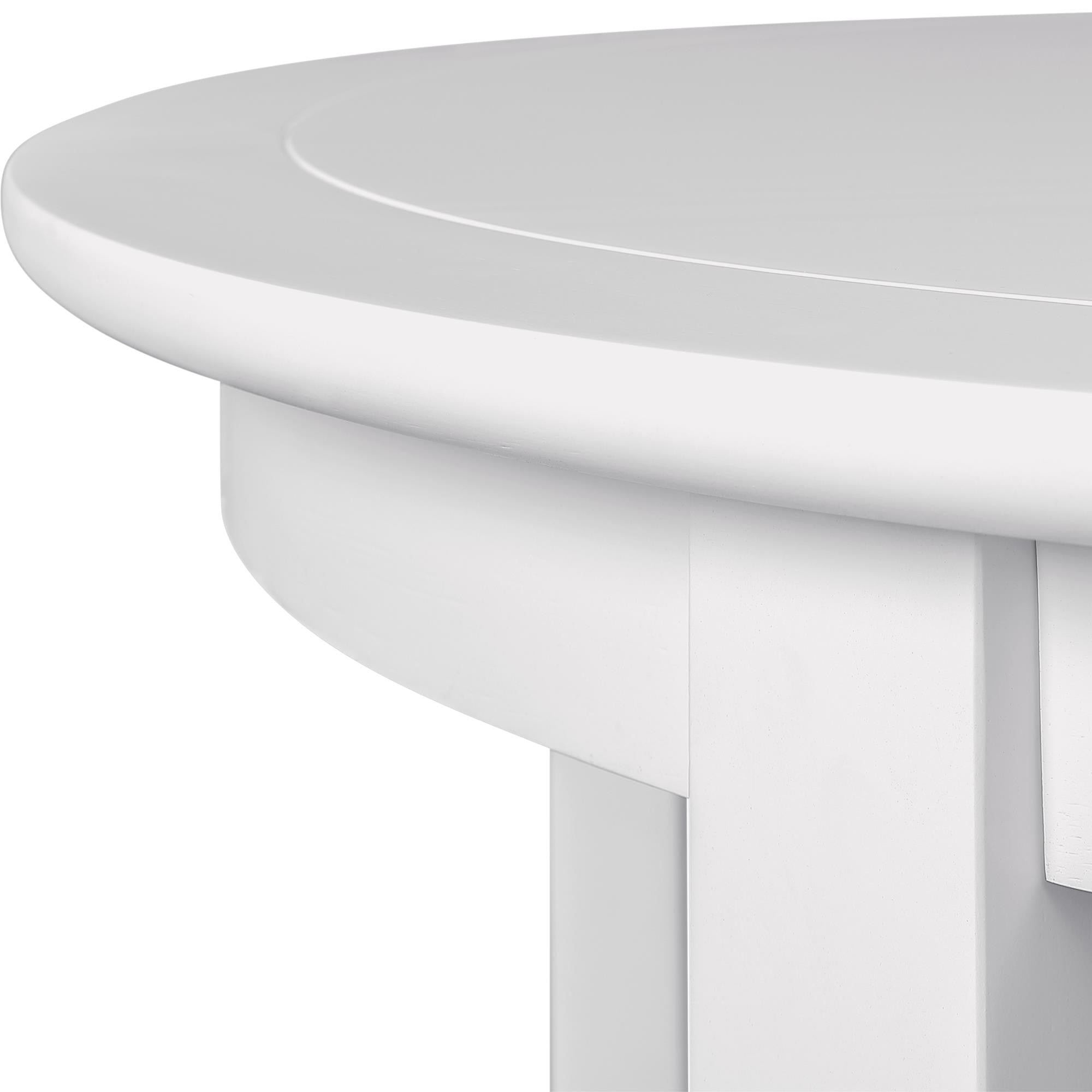 39" White Solid Wood Round Top Dining Table