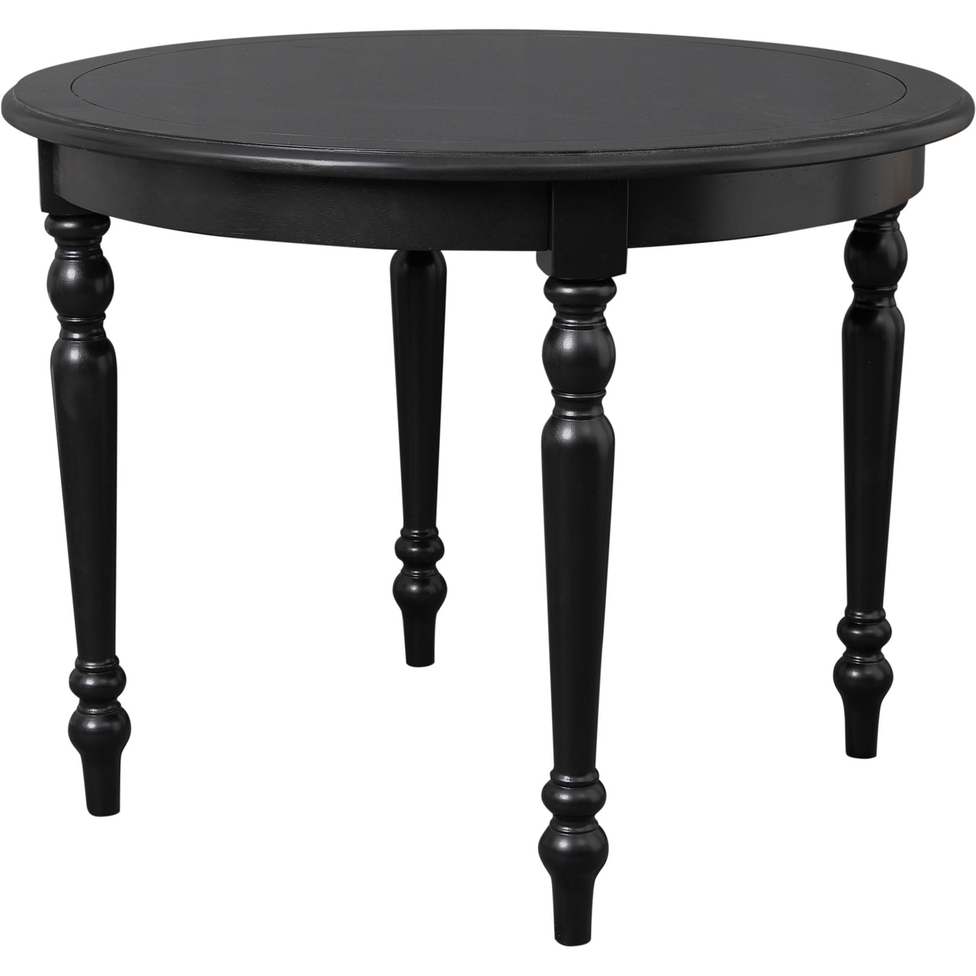 39" Black Solid Wood Round Top Dining Table