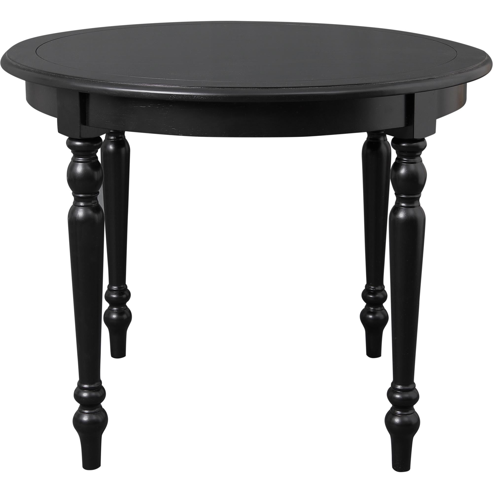 39" Black Solid Wood Round Top Dining Table