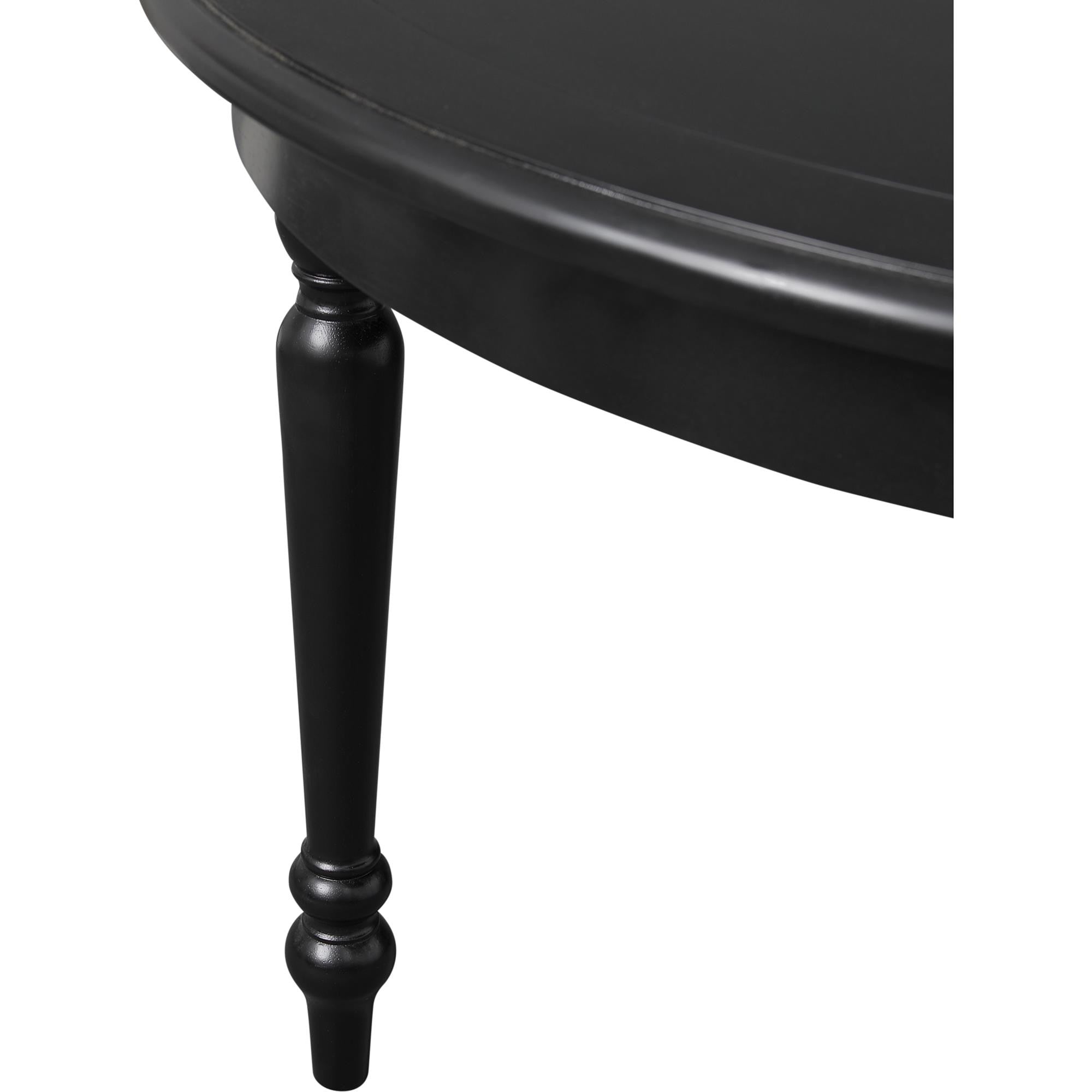 39" Black Solid Wood Round Top Dining Table
