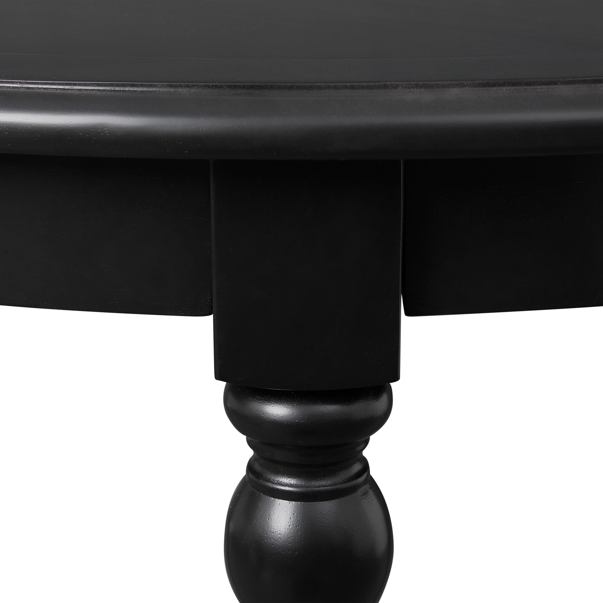 39" Black Solid Wood Round Top Dining Table