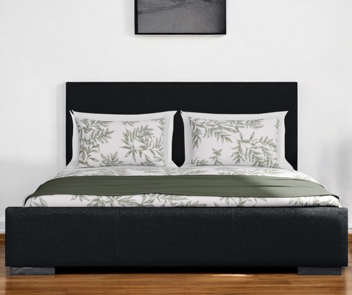 Black Upholstered Queen Bed Frame
