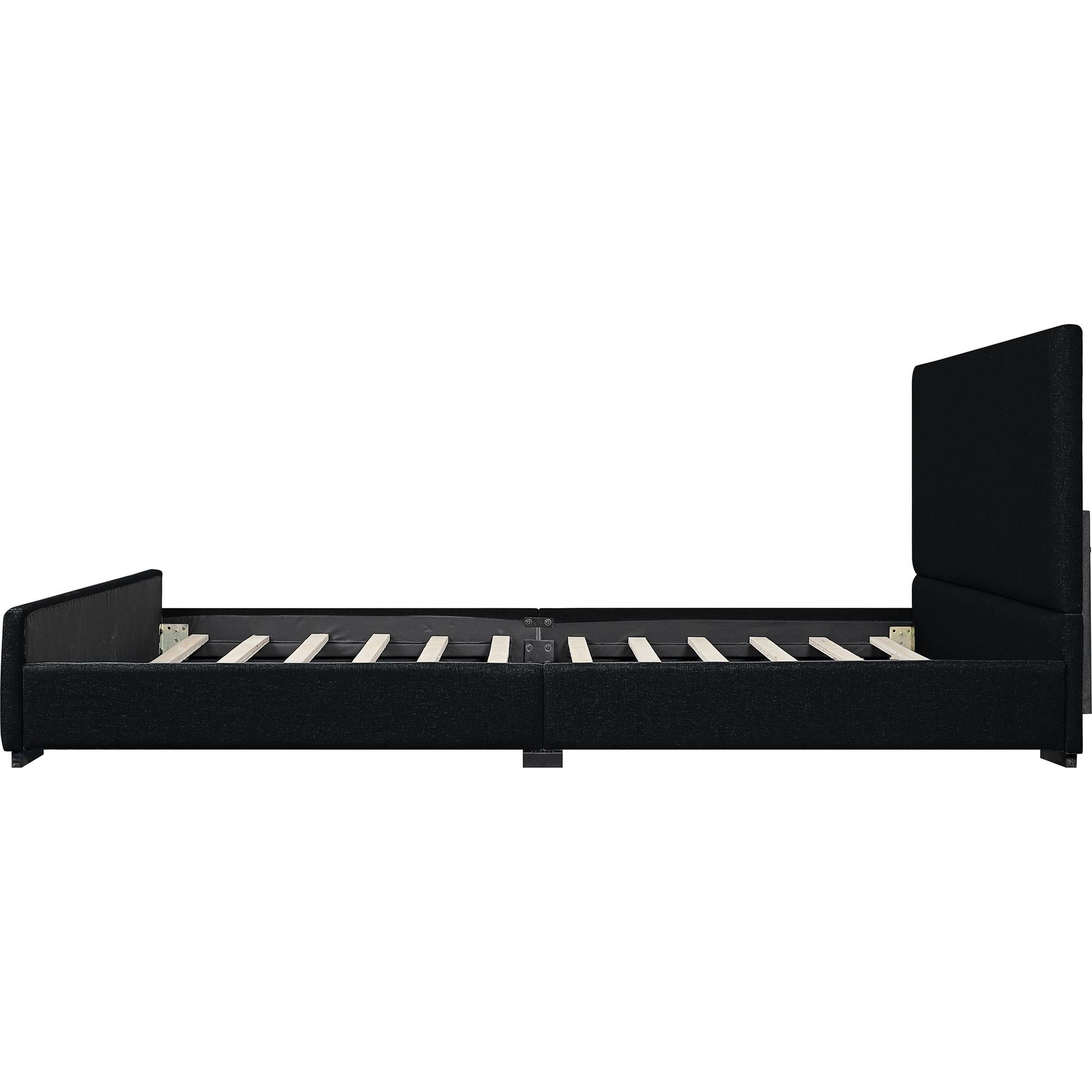 Black Upholstered Queen Bed Frame