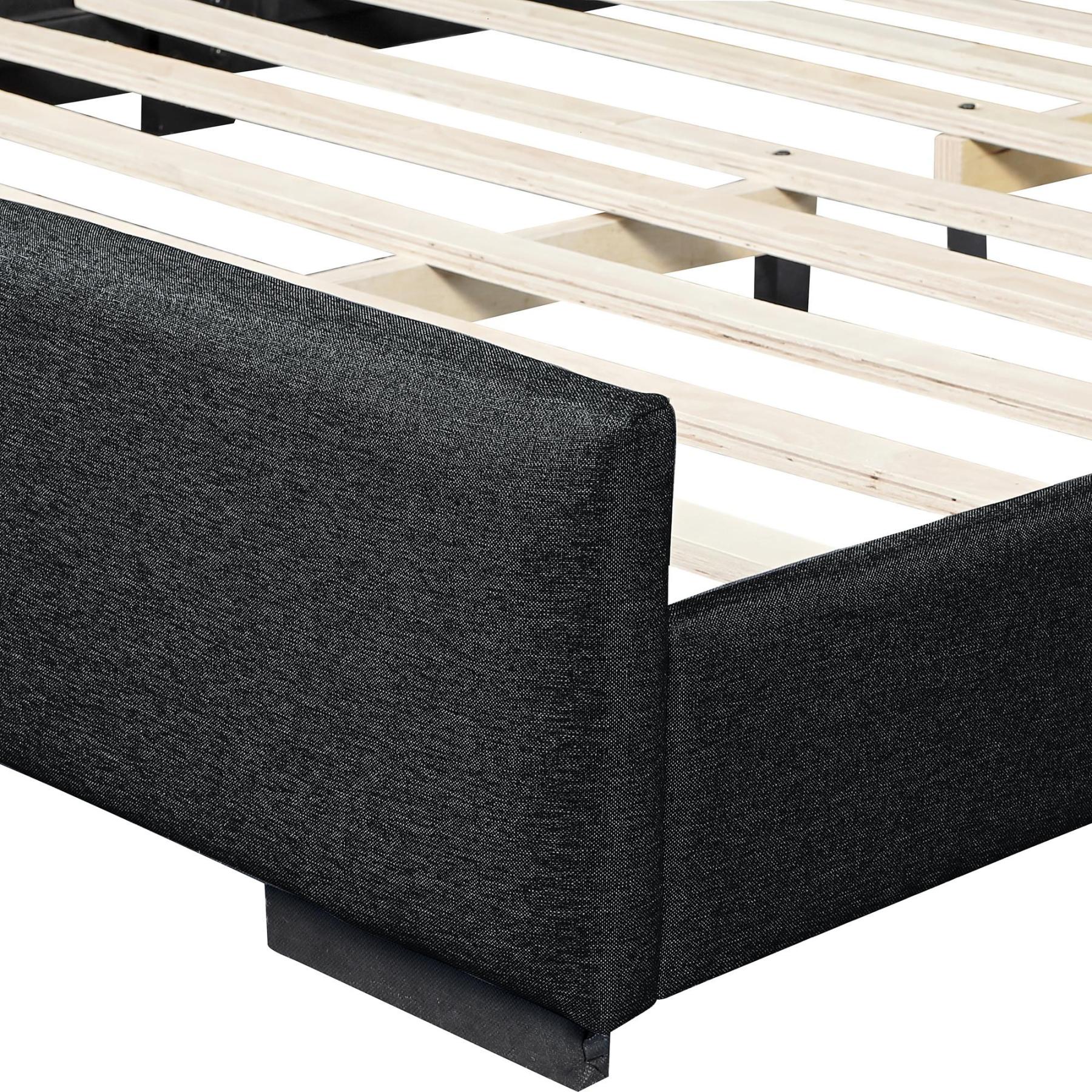 Black Upholstered Queen Bed Frame