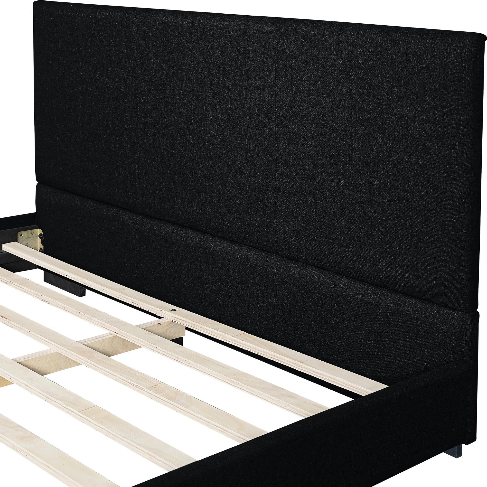 Black Upholstered Queen Bed Frame