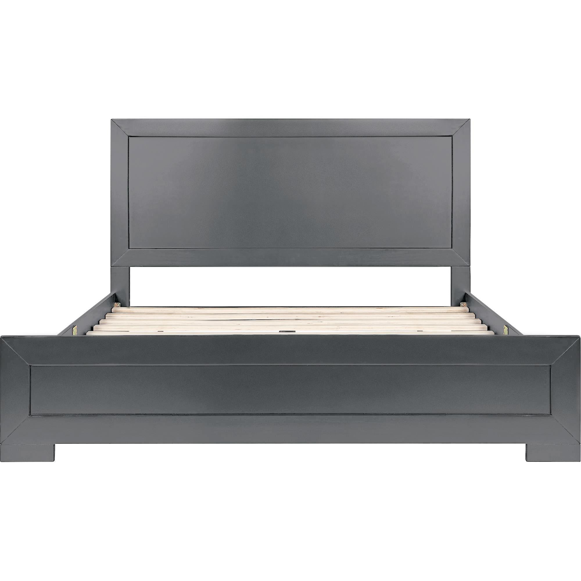 Gray Inlaid Panels Wood Full Bed Frame