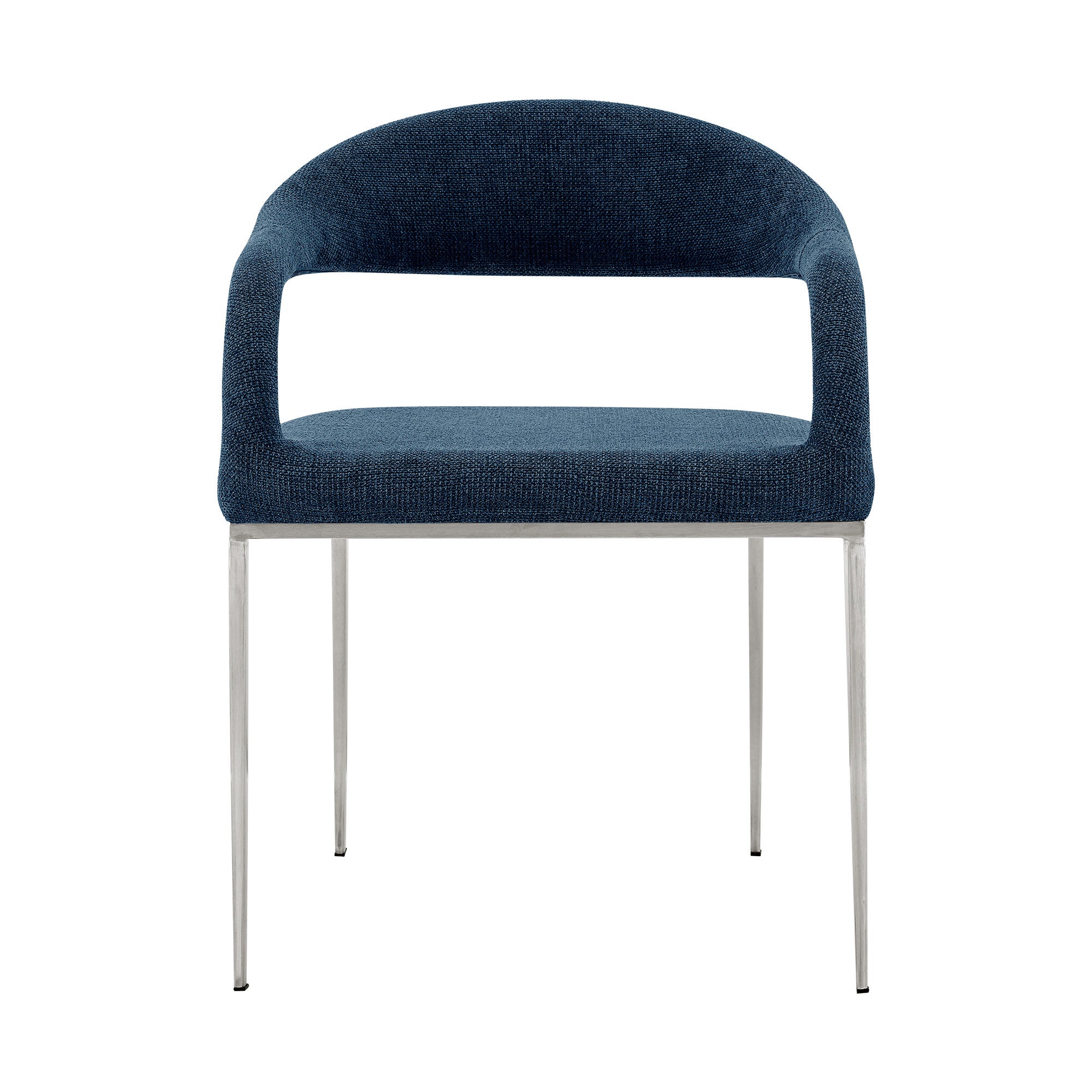Set of Two Blue And Silver Upholstered Polyester Open Back Dining Arm Chairs